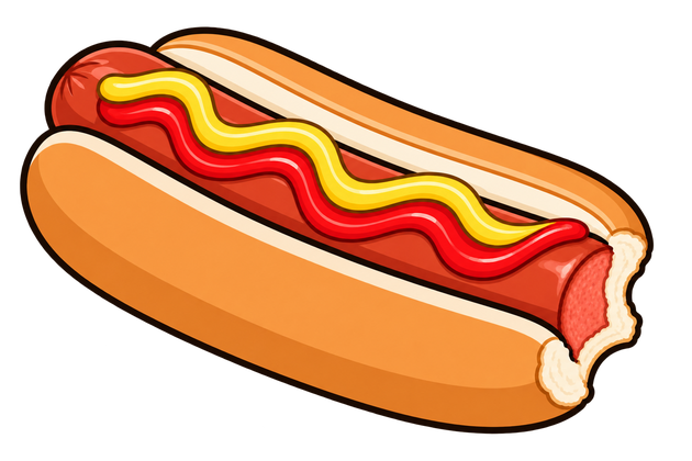 Almost-full hot dog with one bite missing