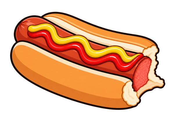 Hot dog with approximately three quarters remaining