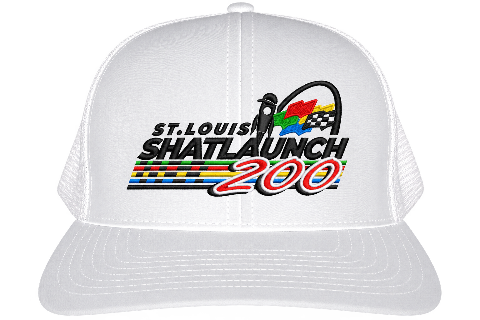 White St. Louis HatLaunch 200 custom race hat